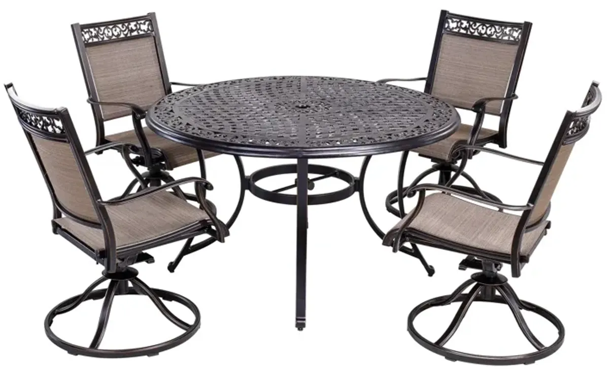 MONDAWE 5 Pieces Patio Furniture 28 in. H Cast Aluminum Round Table Dining Sets with Umbrella Hole