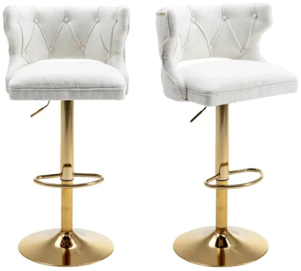 Bar Stools With Back And Footrest Counter Height Dining Chairs-Boucle Set of 2