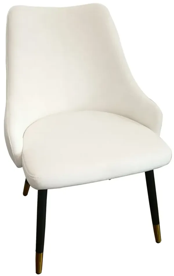 Zini 25 Inch Cushioned Dining Chair, Set of 2, White, Black, Gold Metal - Benzara