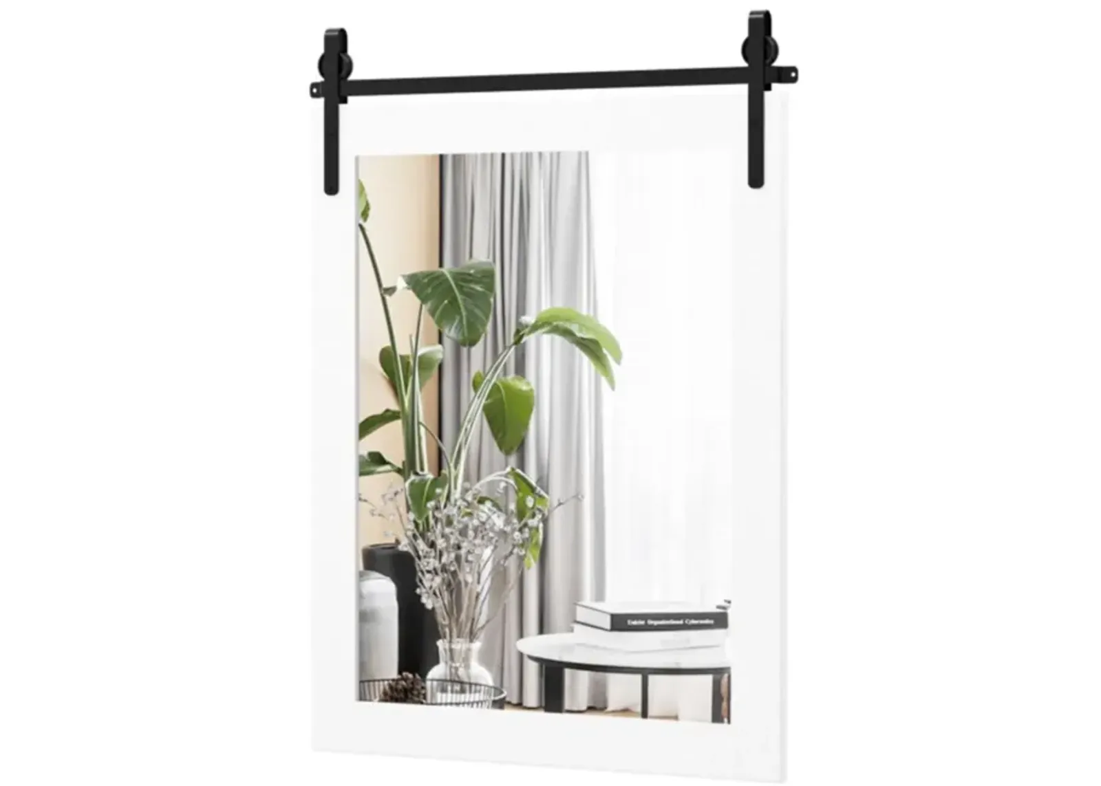 Hivvago 30 x 22 Inch Wall Mount Mirror with Wood Frame