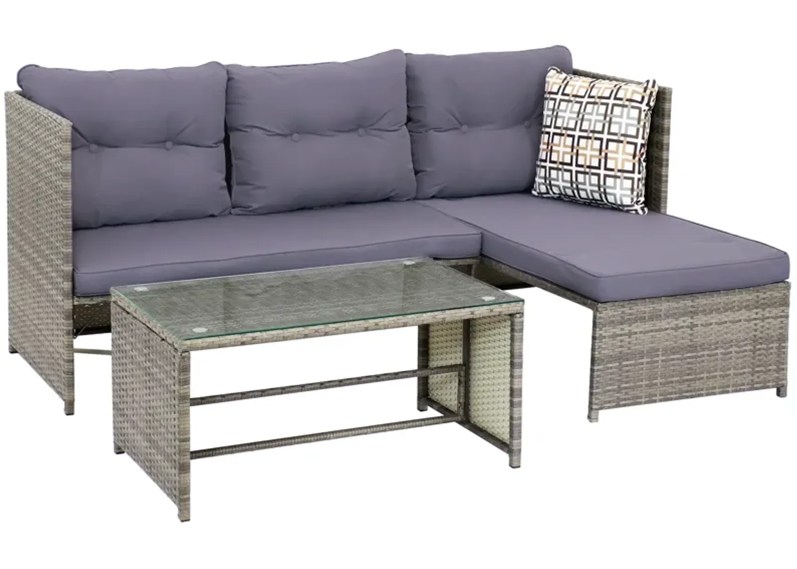 Sunnydaze Longford Rattan Patio Low-Back Chaise Sectional Set