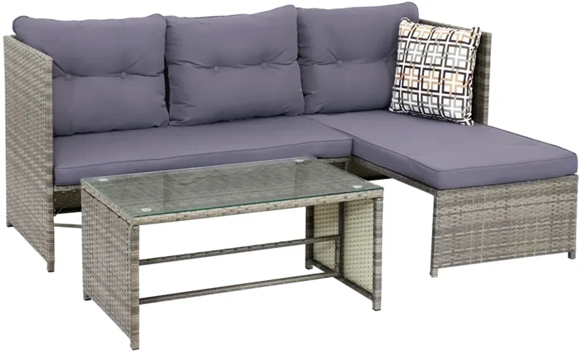 Sunnydaze Longford Rattan Patio Low-Back Chaise Sectional Set