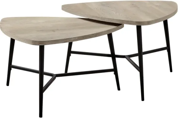 Hivvago Set of Two 33 Inch Taupe And Black Triangle Nested Coffee Tables