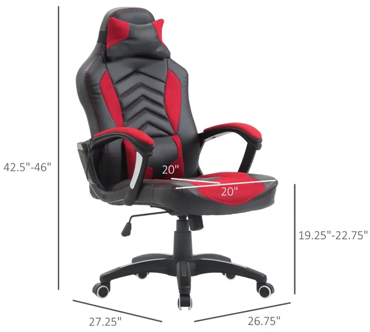 Luxe Office Comfort: Red/Black Vibrating Massage Chair with Lumbar Support