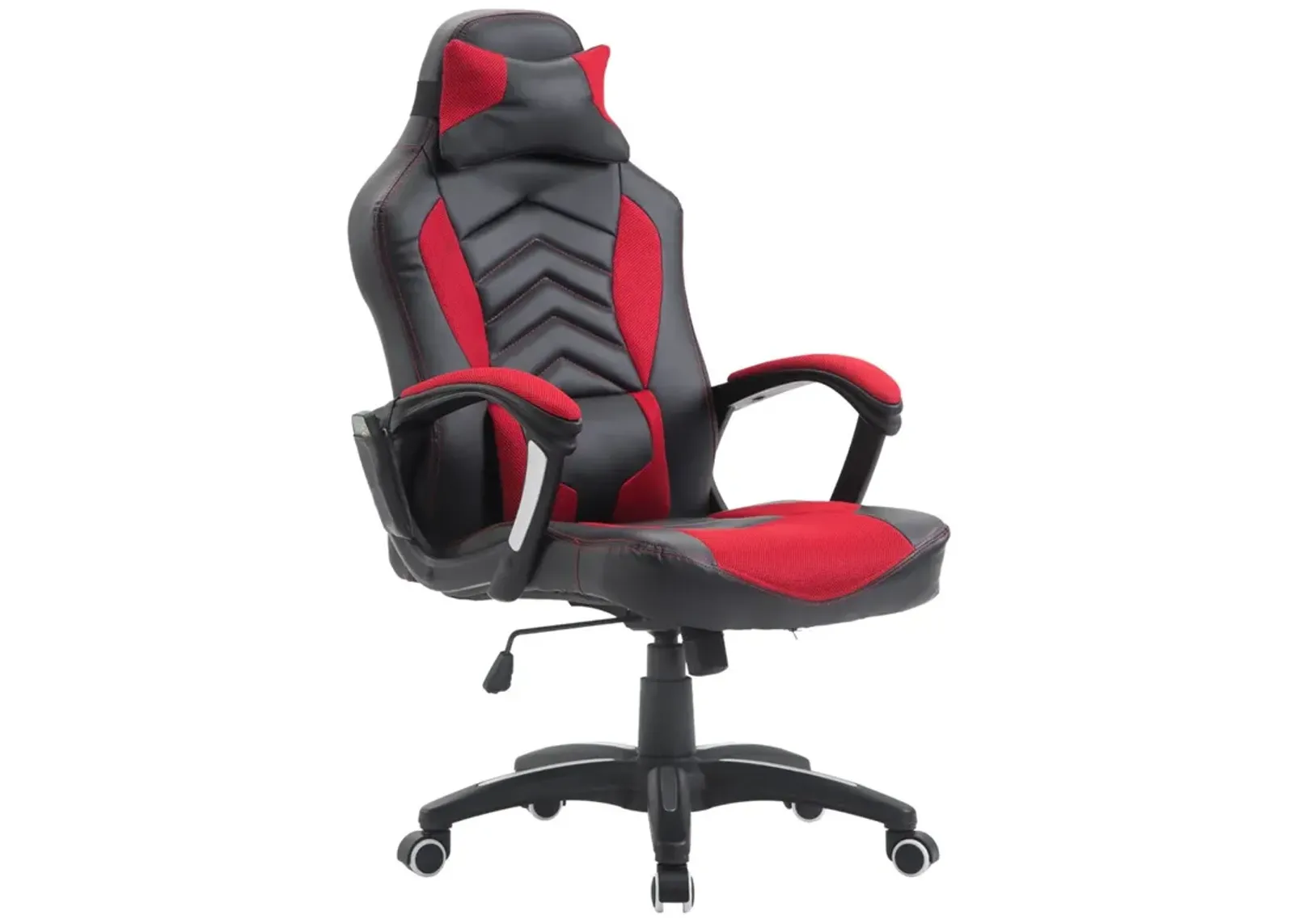 Luxe Office Comfort: Red/Black Vibrating Massage Chair with Lumbar Support