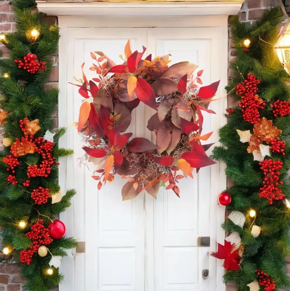 Fall Leaf Wreath Autumn Decorative Door or Wall Accent for Home Decor