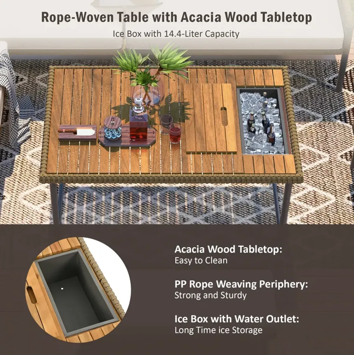 Merax 6-Piece Rope Patio Sofa Table Seating Set