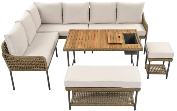 Merax 6-Piece Rope Patio Sofa Table Seating Set