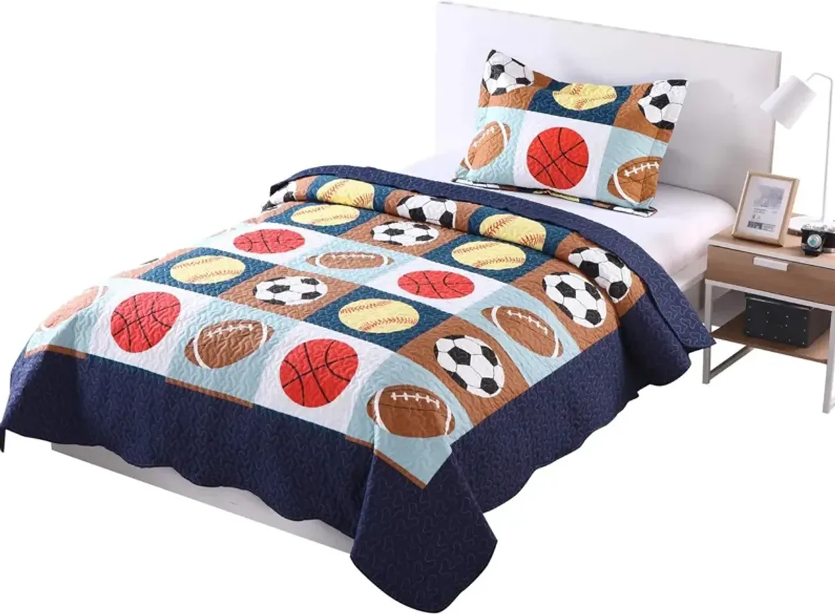 MarCielo Kids Football Soccer Quilt Bedspread Set For Teens Girls Boys.