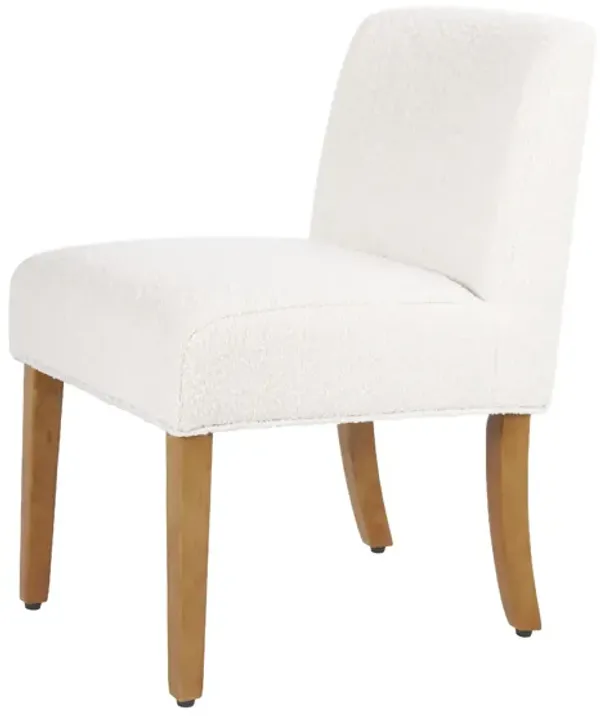 Kip Dining Chair with Honey Oak Wood Legs, Cream White Boucle Fabric