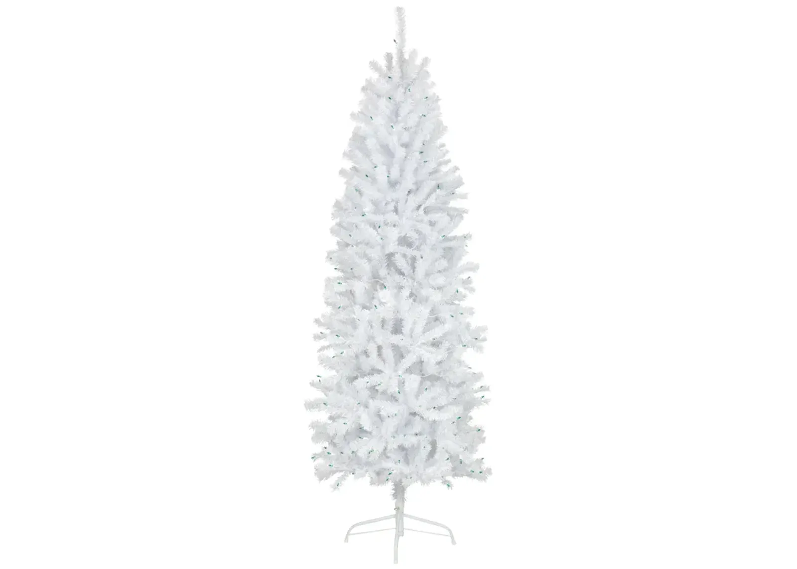 6.5’ Pre-Lit Slim Geneva White Spruce Artificial Christmas Tree  Green Lights