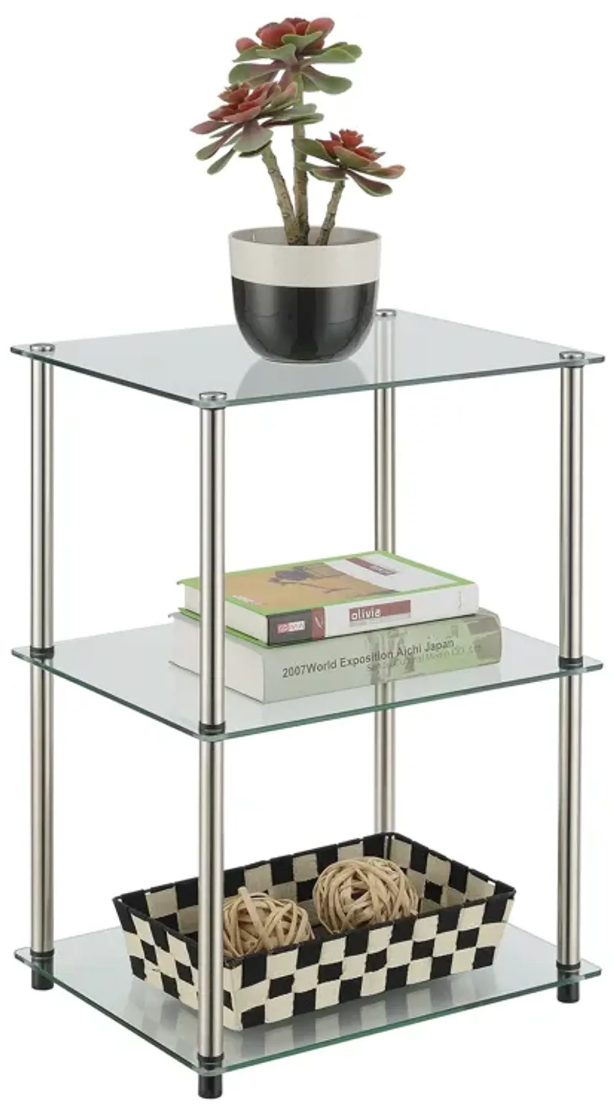 Designs2Go Classic Glass Tall 3 Tier End Table
