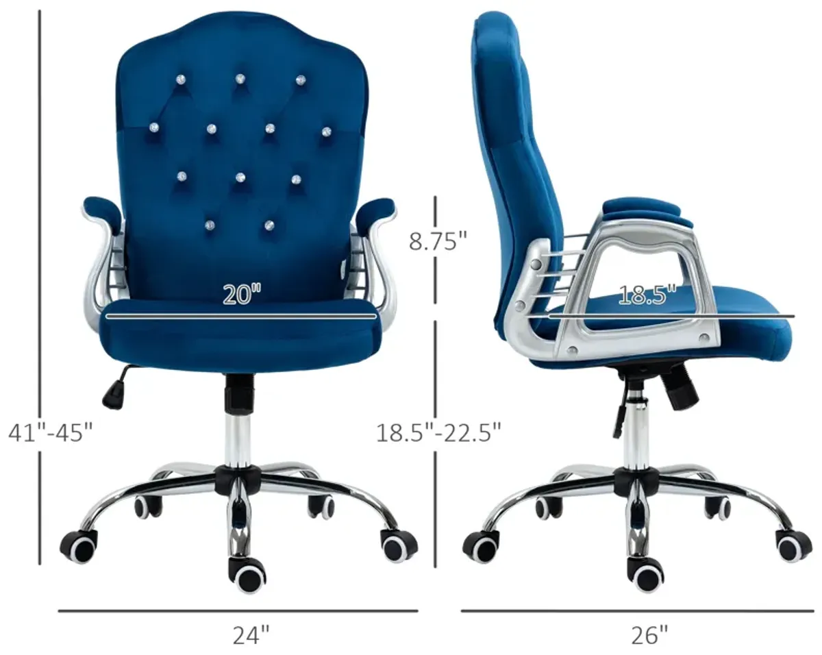 Velvet Office Chair Desk Chair with 360 Degree Swivel Wheels Adjustable Height Tilt Function