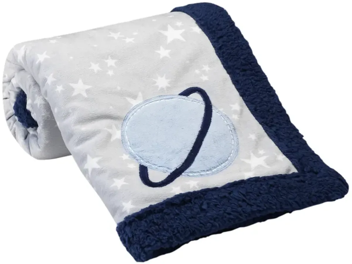 Lambs & Ivy Milky Way Baby Blanket - Blue, Gray, Modern, Celestial