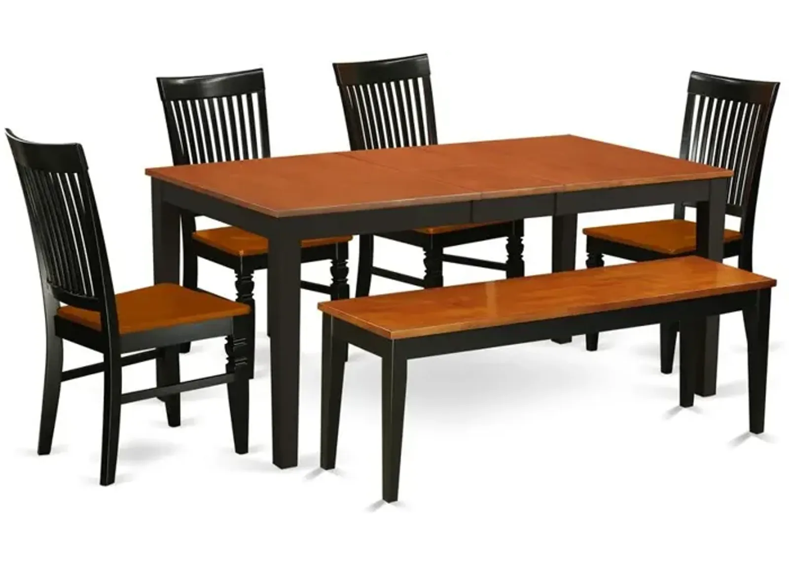 East West Furniture Dining Room Set Black & Cherry, NIWE6-BCH-W