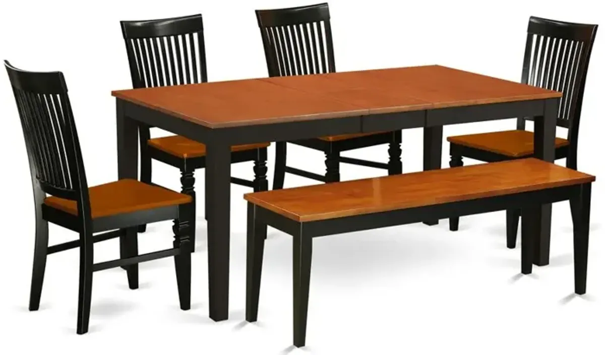 East West Furniture Dining Room Set Black & Cherry, NIWE6-BCH-W