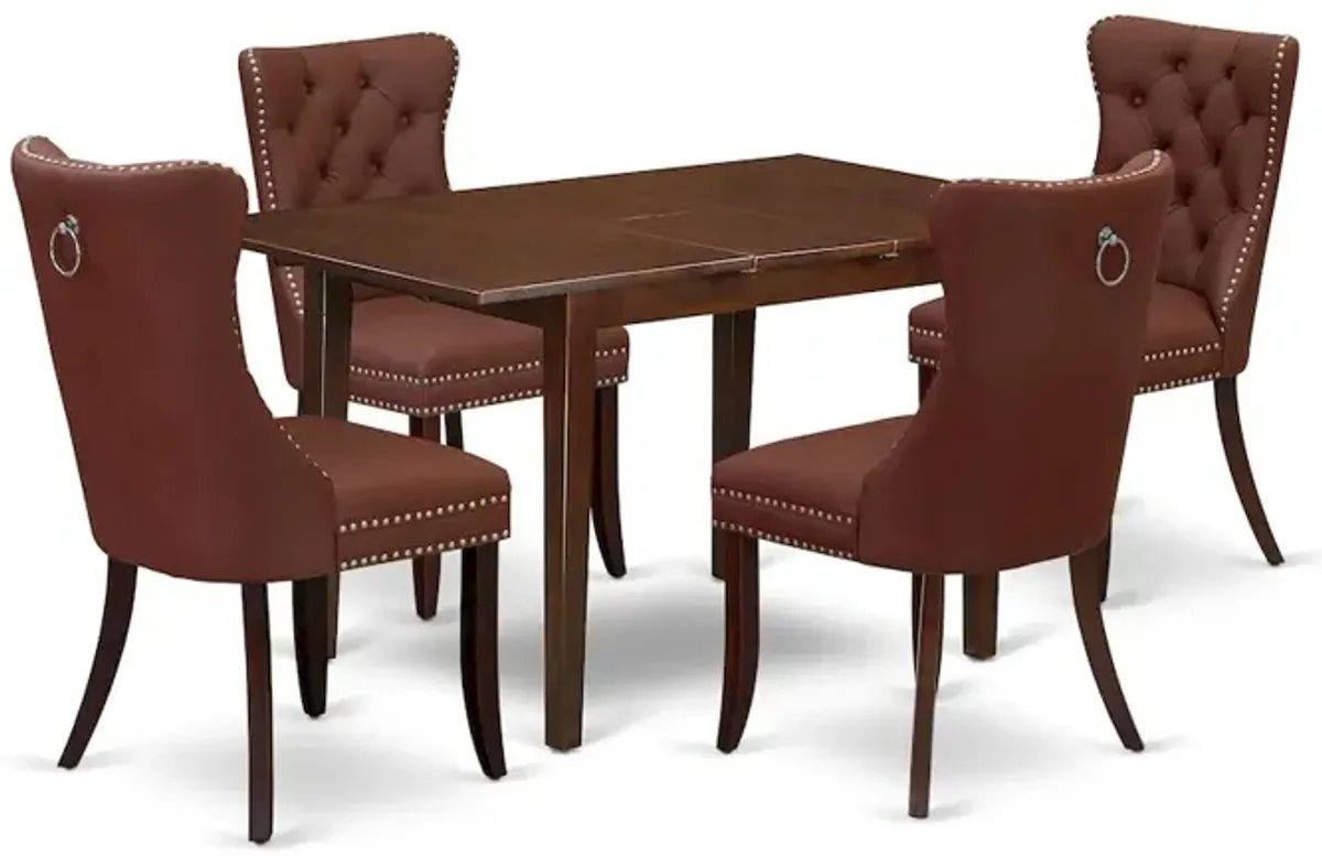 5 Piece Dining Set Consists of a Rectangle Wooden Table with Butterfly Leaf
