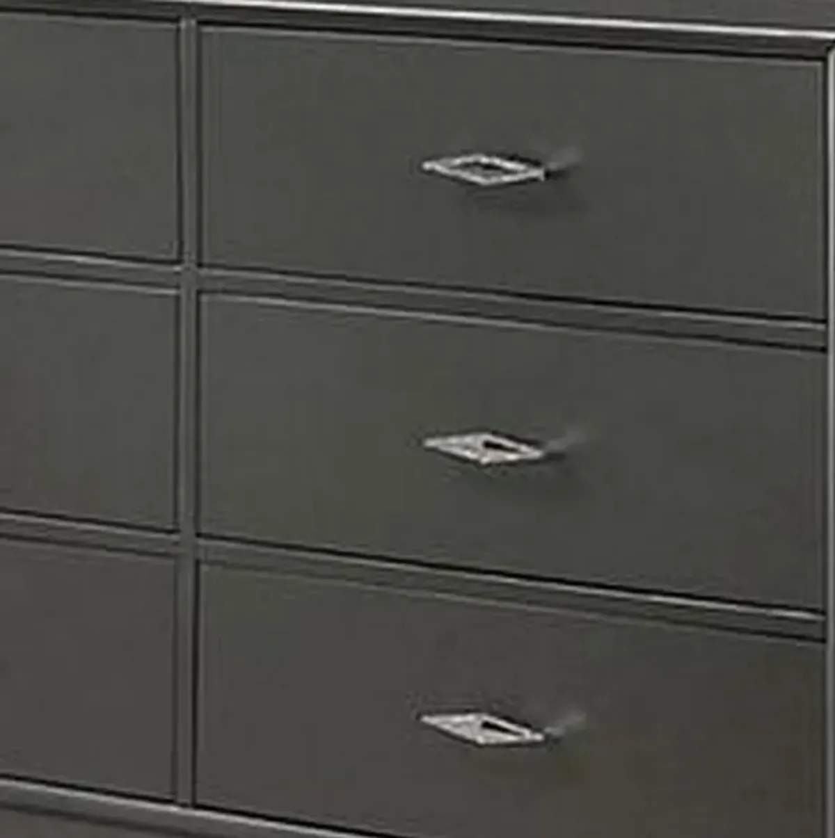 Benjara Aliso 58 Inch Wide Dresser Chest, 6 Drawers, Bracket Feet, Dark Gray