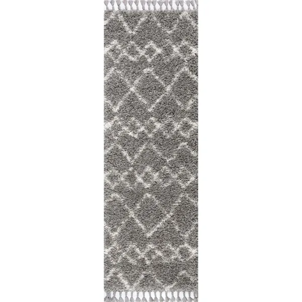 Mercer Shag Plush Tassel Moroccan Tribal Geometric Trellis Area Rug