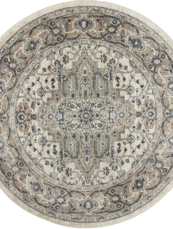 Quarry QUA05 Ivory/Gray 4' x Round Rug
