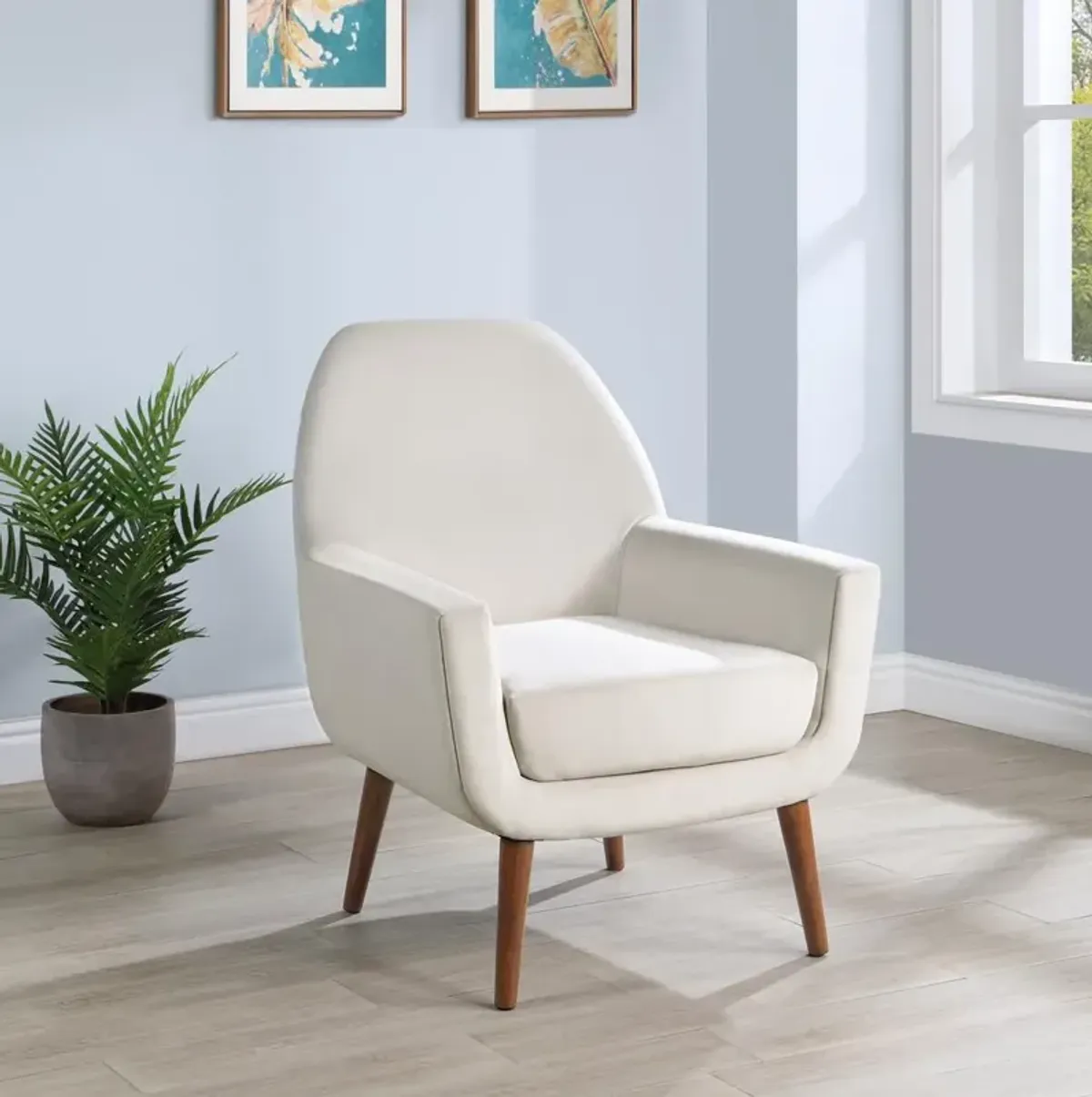 Comfort Pointe Accera Mid-Century Sea Oat Velvet Arm Chair