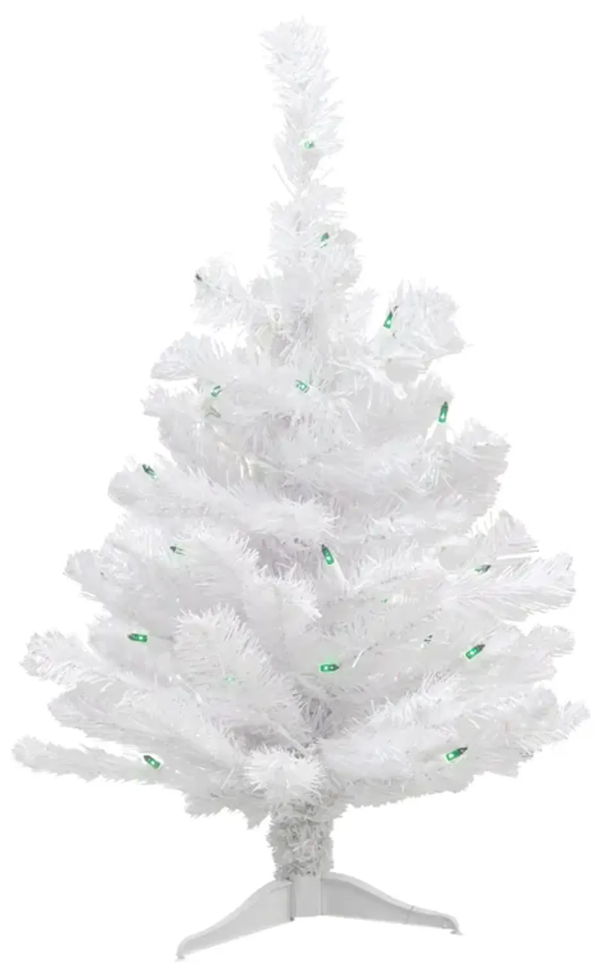 2' Pre-Lit Small White Pine Artificial Christmas Tree  Green Lights