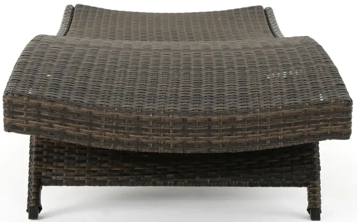 Mach Chaise Lounger, Mocha Brown Outdoor Rattan Wicker, Curved, 79 Inch