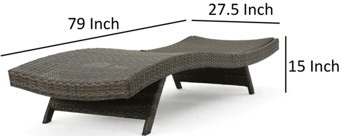 Mach Chaise Lounger, Mocha Brown Outdoor Rattan Wicker, Curved, 79 Inch