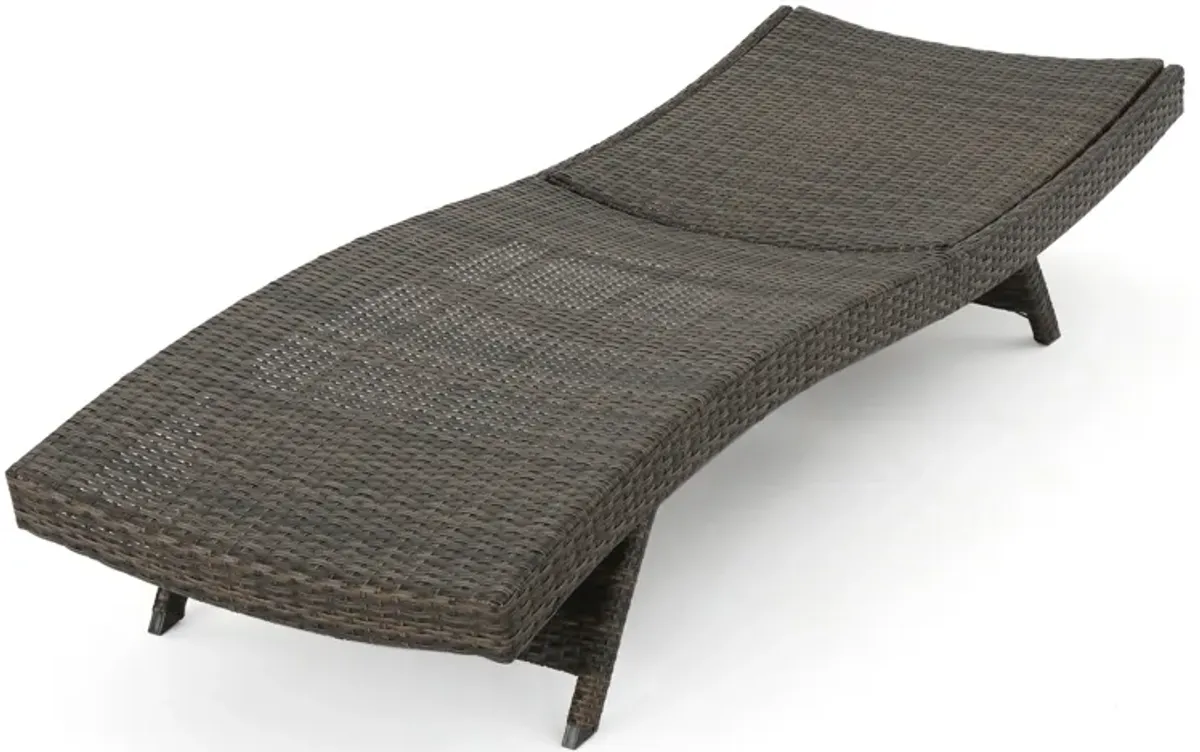 Mach Chaise Lounger, Mocha Brown Outdoor Rattan Wicker, Curved, 79 Inch