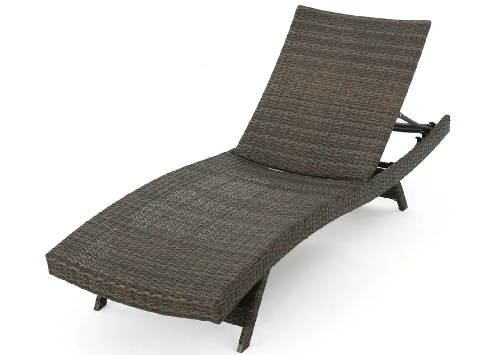 Mach Chaise Lounger, Mocha Brown Outdoor Rattan Wicker, Curved, 79 Inch