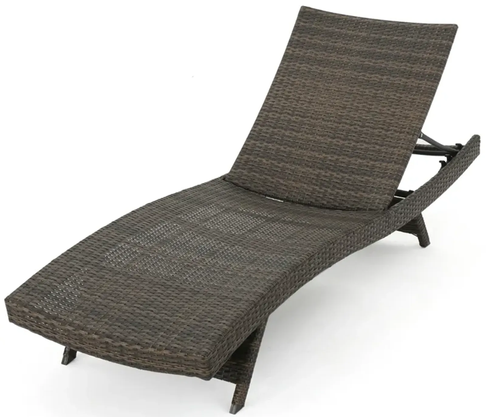 Mach Chaise Lounger, Mocha Brown Outdoor Rattan Wicker, Curved, 79 Inch