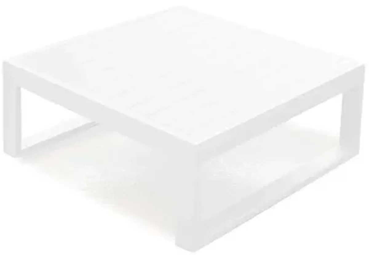 Caden Indoor/Outdoor Coffee Table, White Aluminum slats top and legs