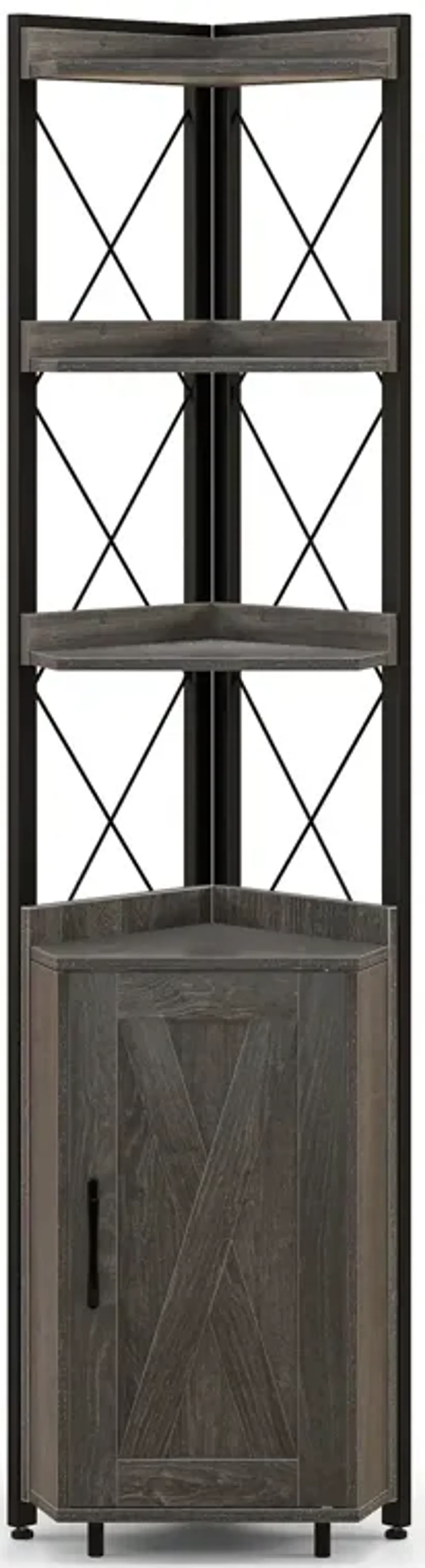 Tall Corner Storage Cabinet with 3-Tier Shelf and Enclosed Cabinet