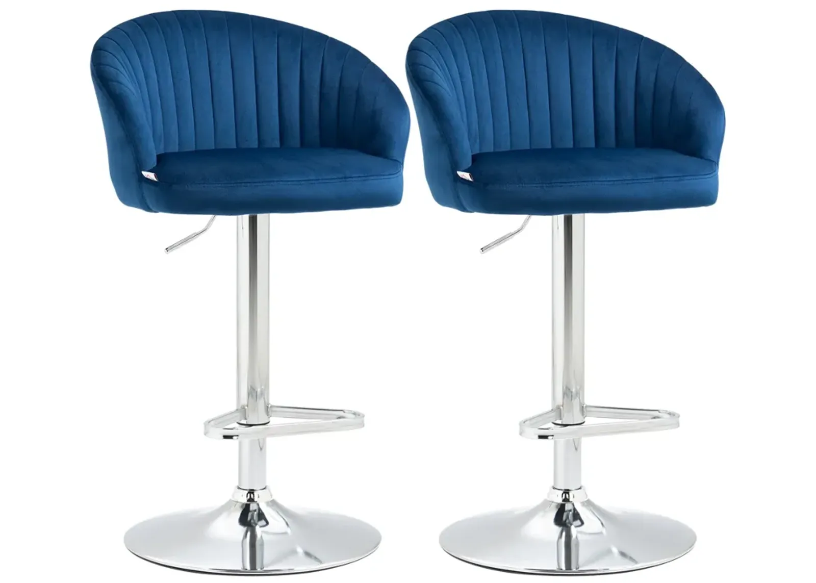 Blue Kitchen Seating: Modern Upholstered Swivel Barstools with Velvet Fabric