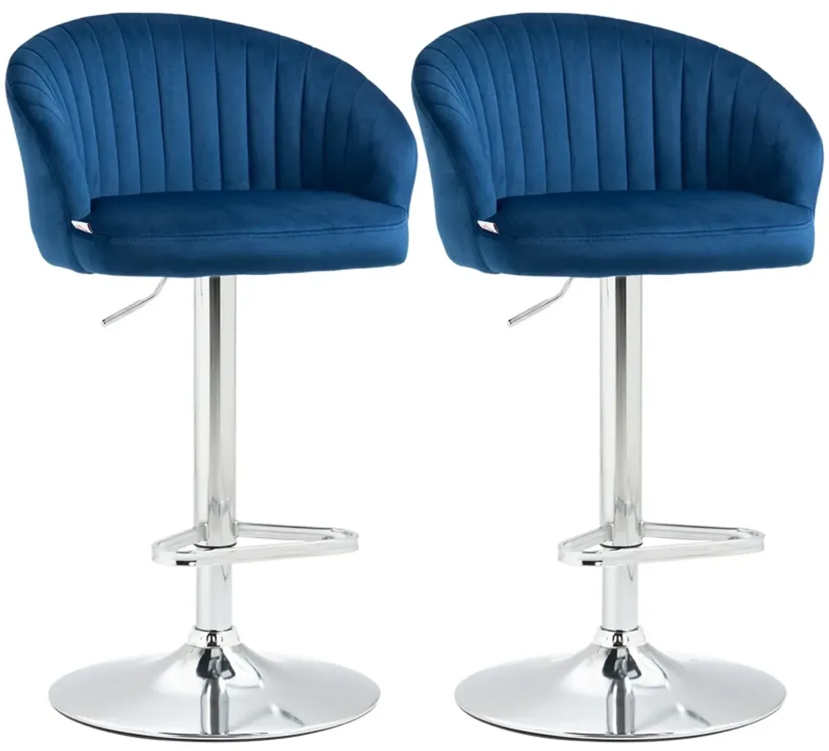 Blue Kitchen Seating: Modern Upholstered Swivel Barstools with Velvet Fabric