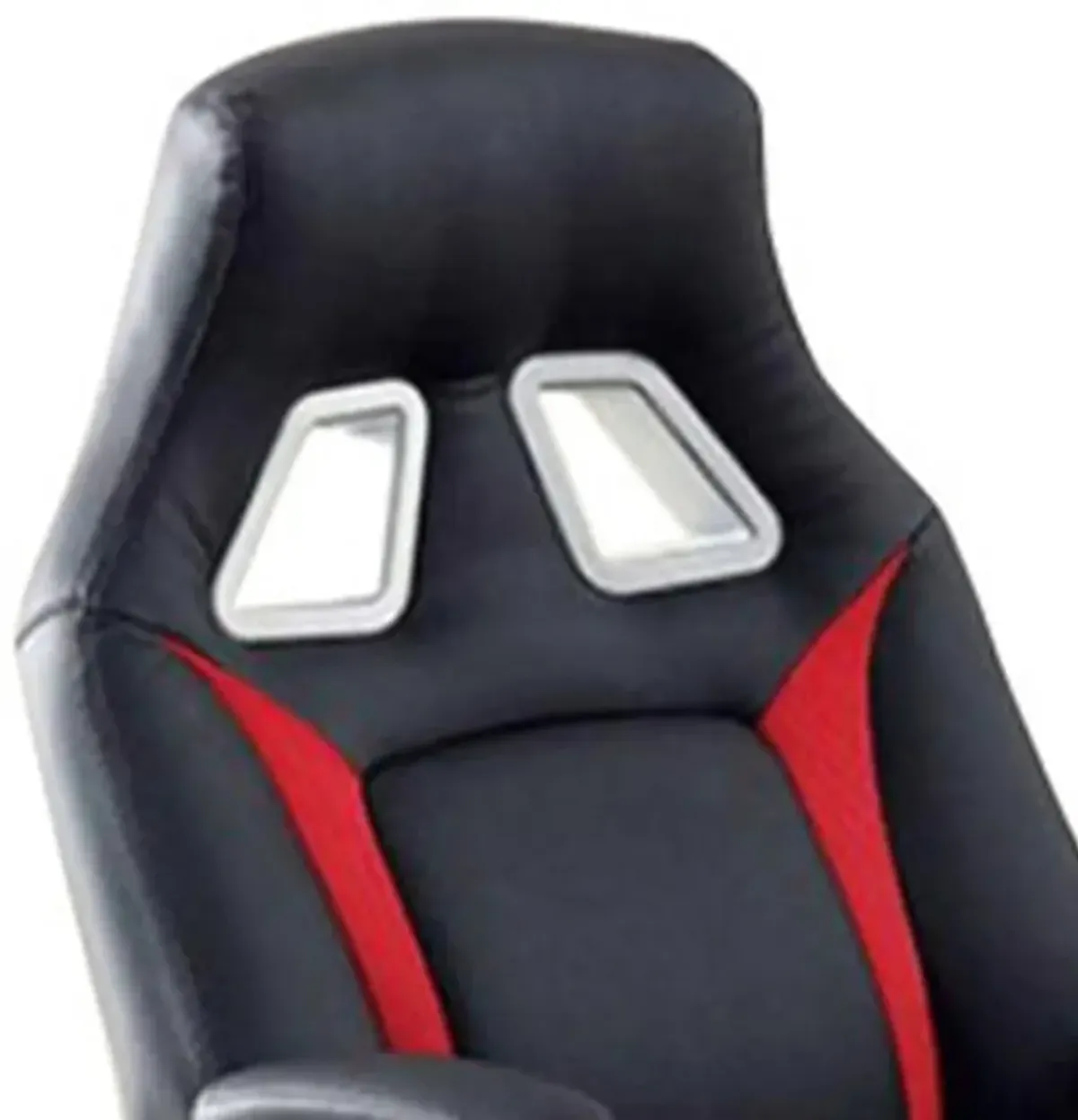 Leatherette Gaming Chair with Padded Armrests and Adjustable Height, Black-Benzara