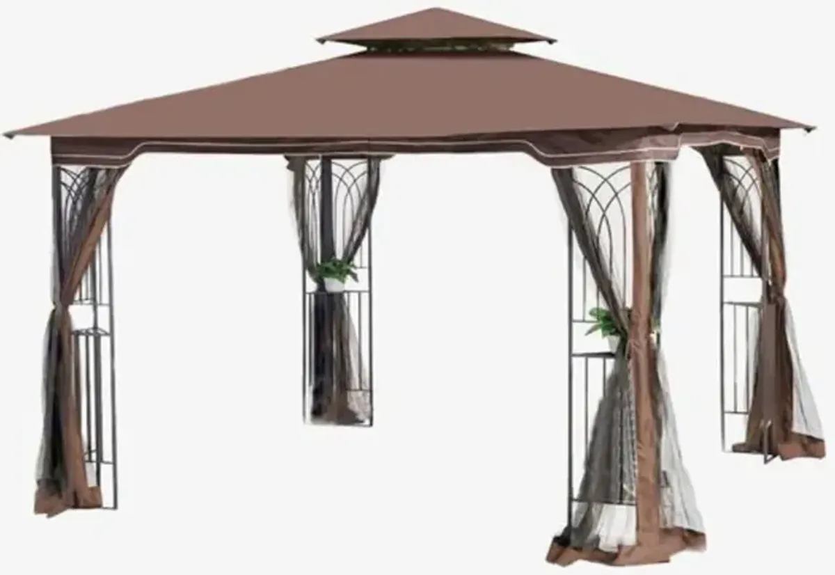 Outdoor Patio Gazebo Canopy Tent with Mosquito Net and Ventilated Roof