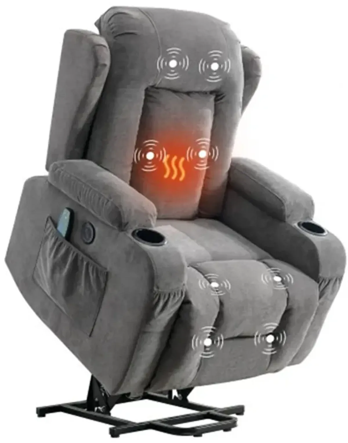 35.43 in. W Fabric Recliner with Remote Control, Tufted and Storage