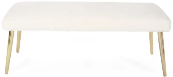 Streamdale Modern Glam Faux Fur Bench with Gold Tapered Legs