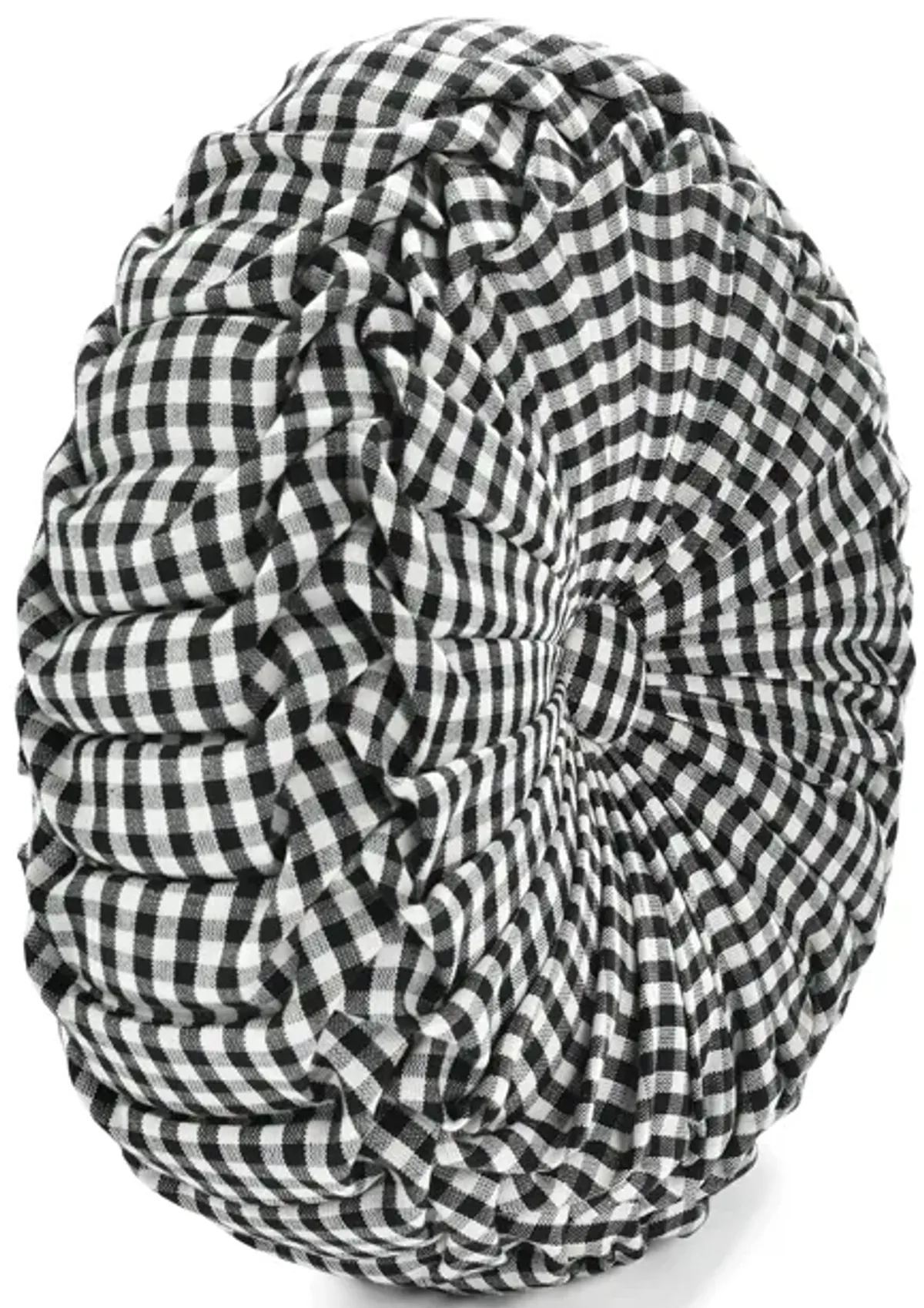 Gingham Check Yarn Dyed Pleated Decorative Pillow