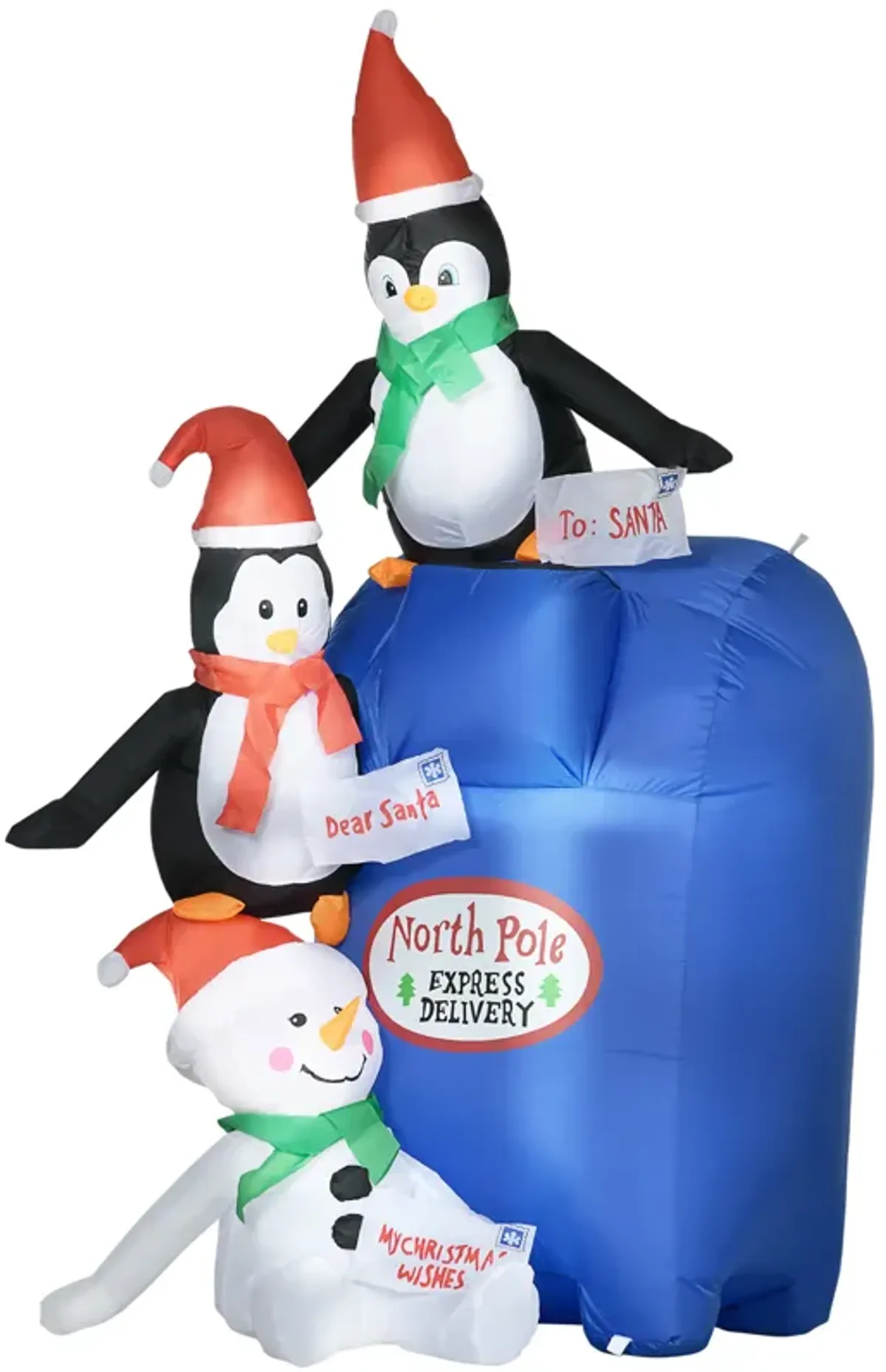 6' Inflatable Christmas Penguin w/ Mailbox, Blow-Up Outdoor Display w/ LEDs