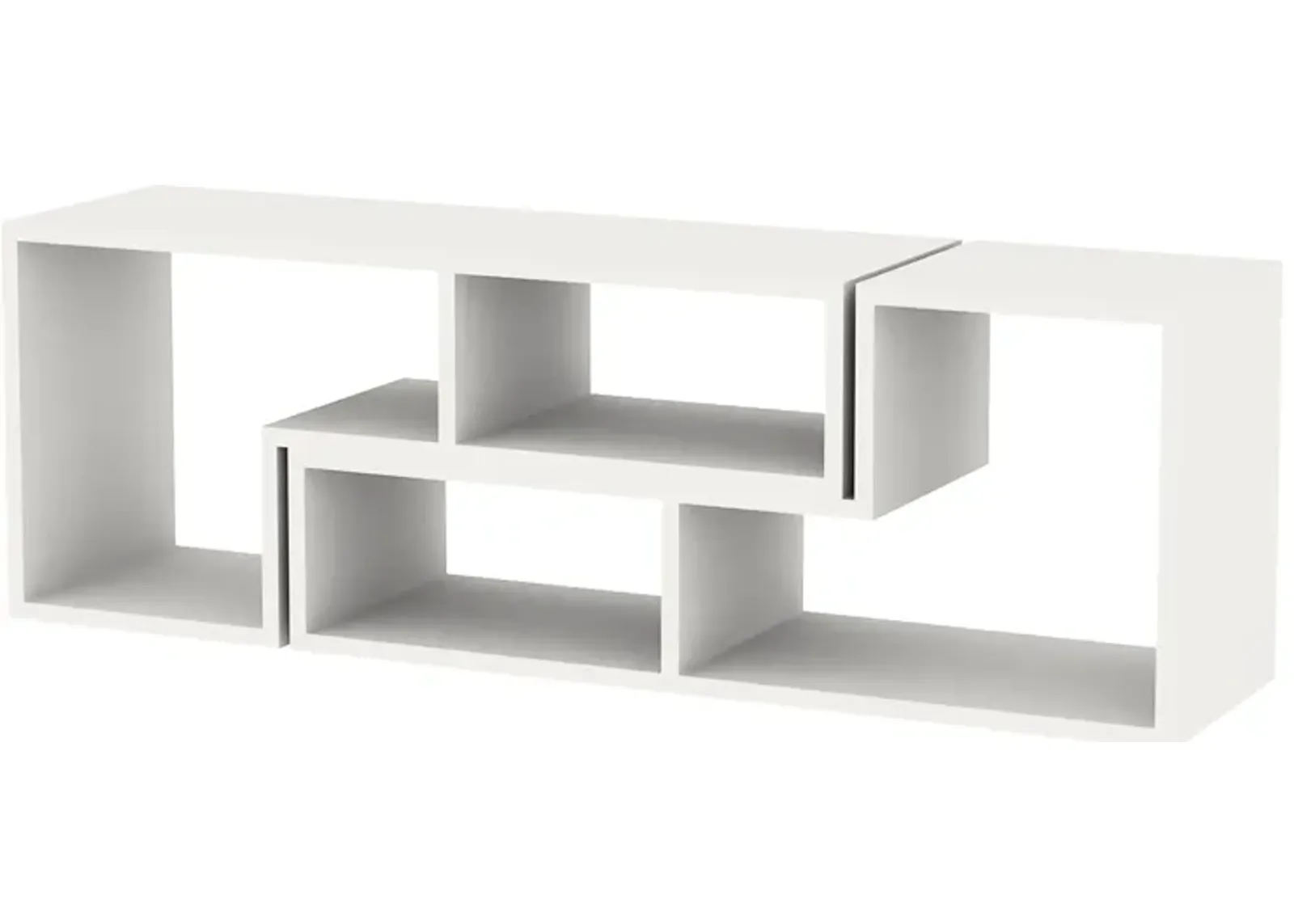 Hollow Core TV Console and Bookcase Combination, White-Benzara