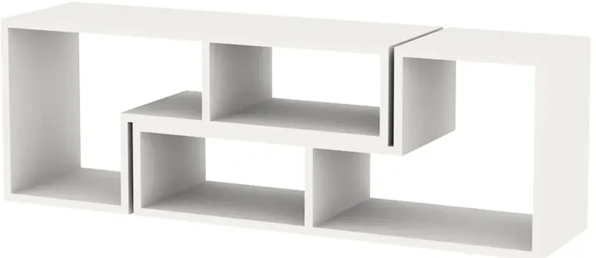 Hollow Core TV Console and Bookcase Combination, White-Benzara