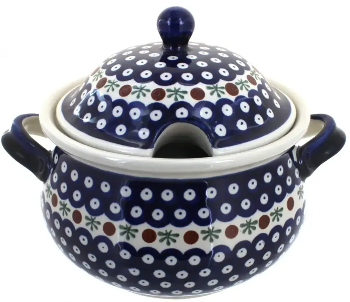 Blue Rose Polish Pottery Floral Butterfly Soup Tureen