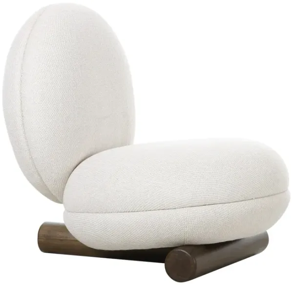 28 Inch Accent Chair, Off White Polyester, Modern Low Round Seat and Back