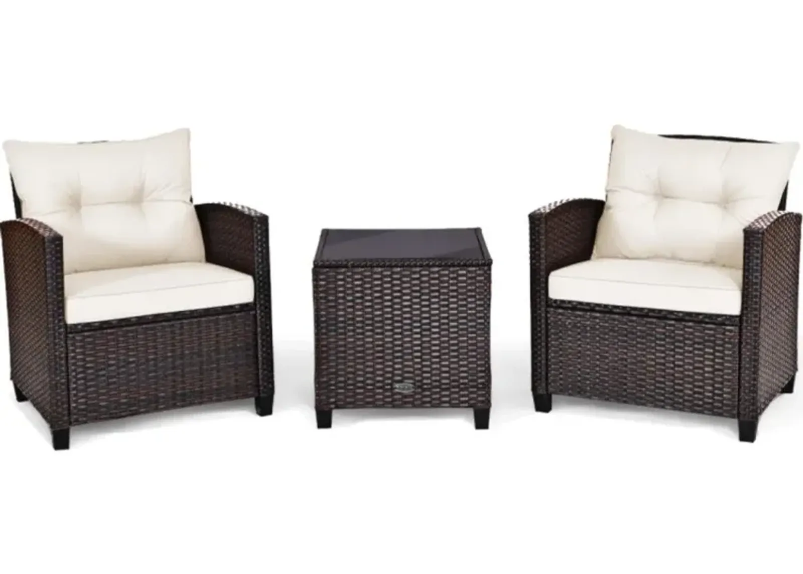 Hivvago 3 Pieces Rattan Patio Furniture Set with Washable Cushion