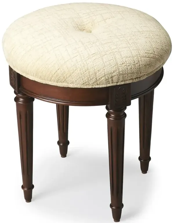 Hivvago 18 Inch Off White Linen And Dark Brown Ottoman