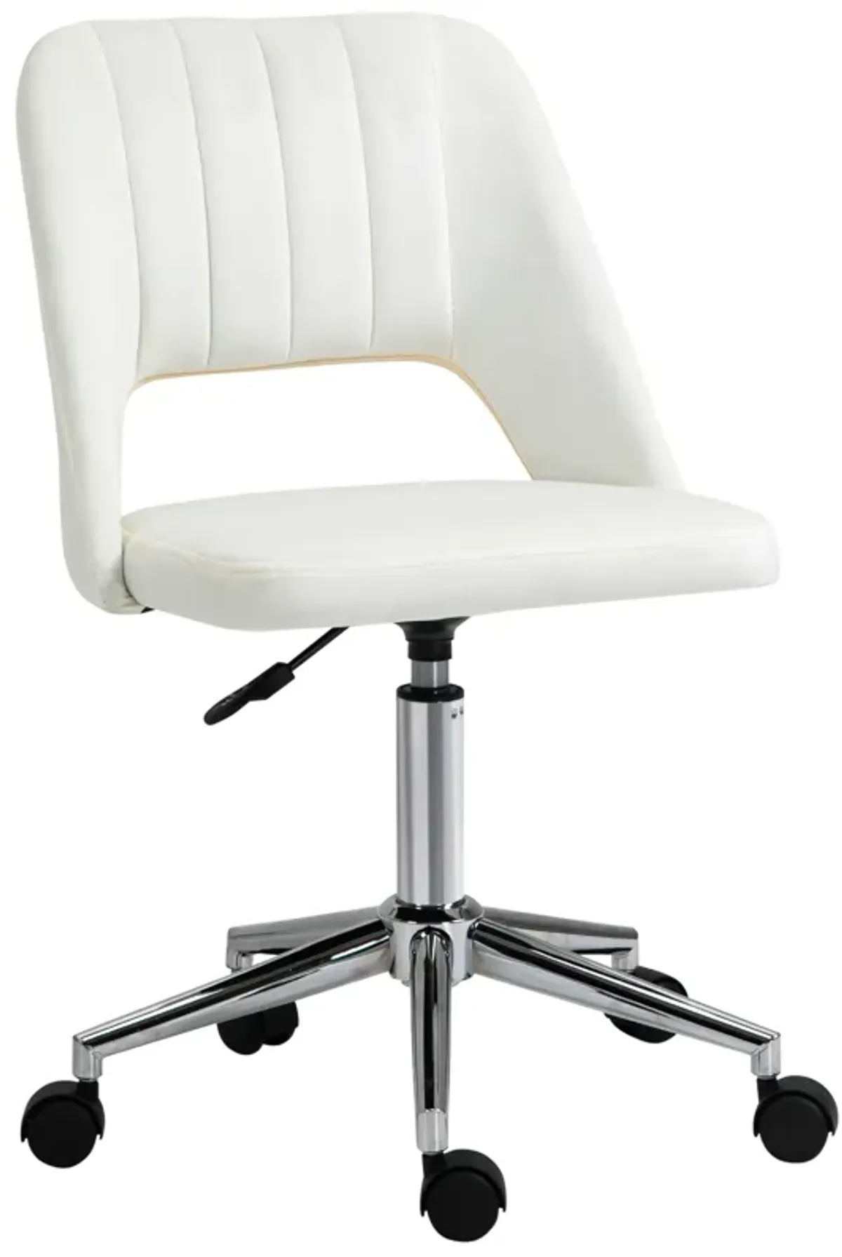 Cream White Office Chair: Mid-Back Velvet Swivel Scallop Shape for Home