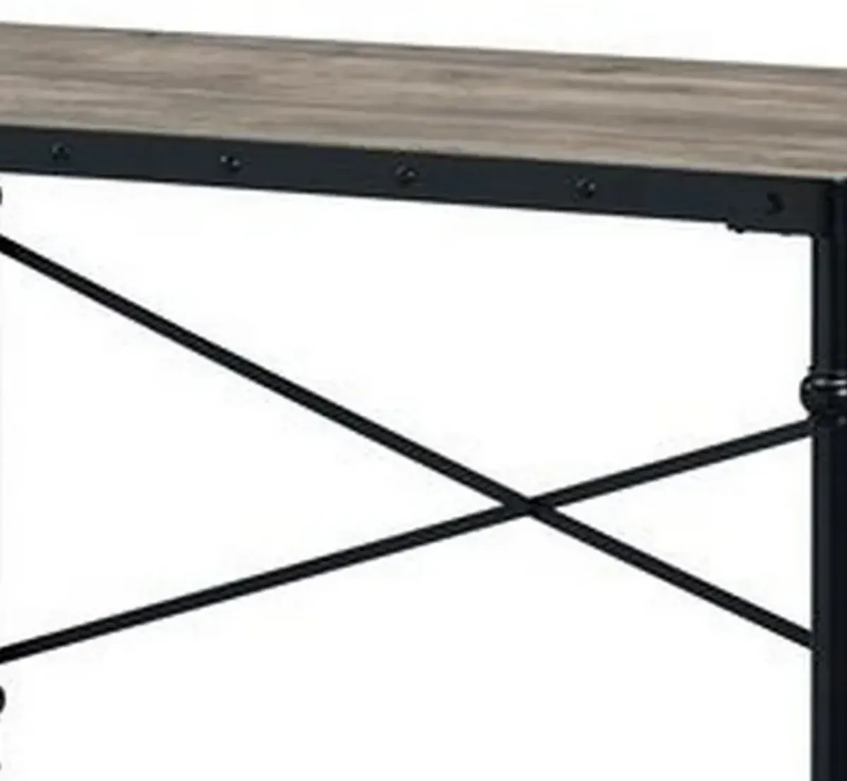 Writing Desk with Casters and Nail Accents, Black-Benzara