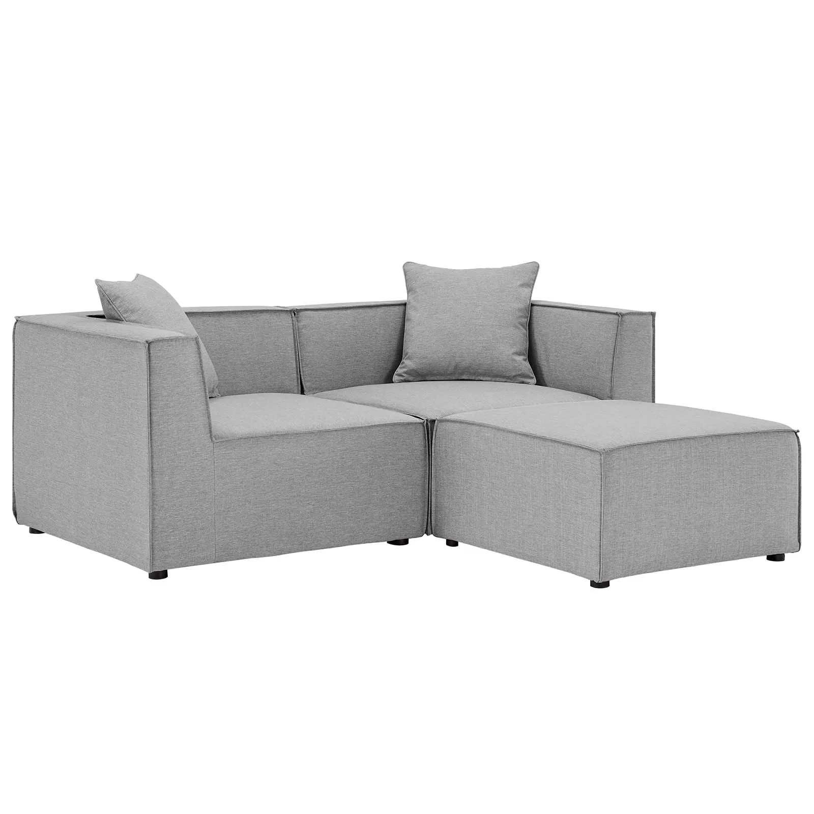 Modway - Saybrook Outdoor Patio Upholstered Loveseat and Ottoman Set